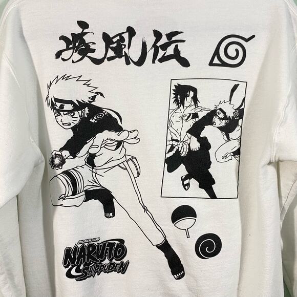 Naruto Shippuden Men's White Graphics Pullover Hoodie Size S - Picture 8 of 9